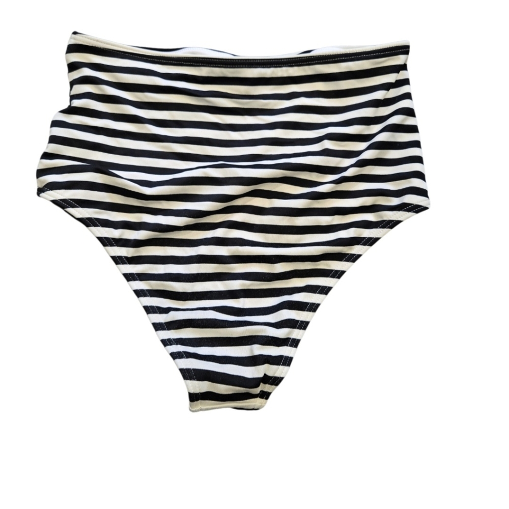Striped High-Waisted Swim Bottom - Picture 2 of 2